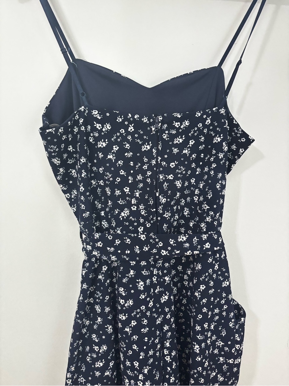 Emerald Sundae Large Navy Floral Jumpsuit Tie Waist Cropped Wide Leg Pockets - Picture 8 of 16
